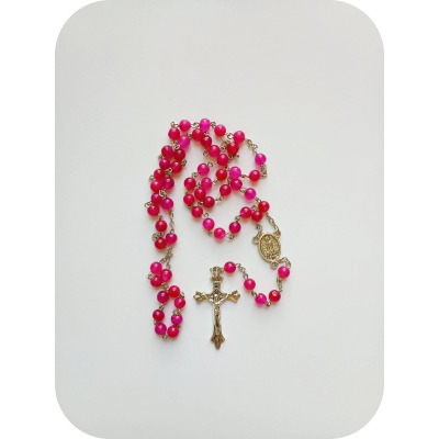 Rosario de ágata fucsia 6 mm